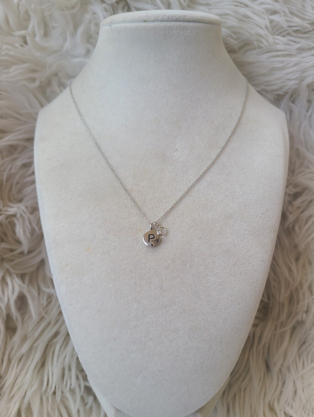 Touchstone Crystal Initial Pendant Necklace-Letter P-Excellent Condition